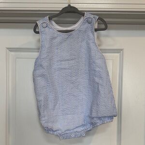 Blue and White Striped Baby Romper